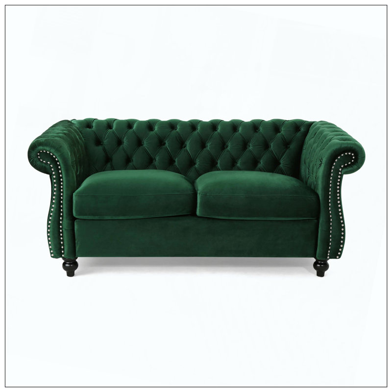Canapé-lit moderne avec causeuse pour salon, chambre à coucher avec coussins confortables et structure robuste, Émeraude