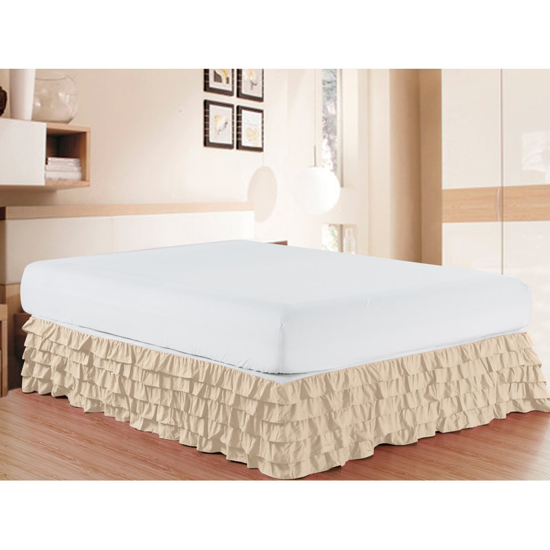 Jupe de lit à plis multiples en microfibre de qualité hôtelière Elegant Comfort Luxurious 1500, Crème, Double