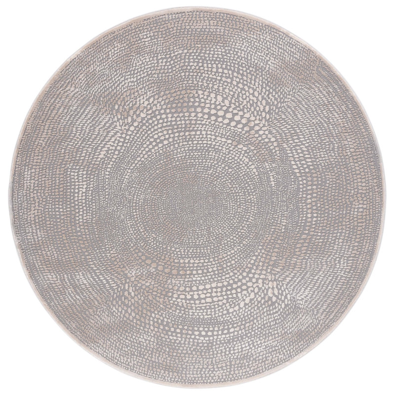 Meadow Abstract Area Rug In Ivory / Grey, Round 201 cm