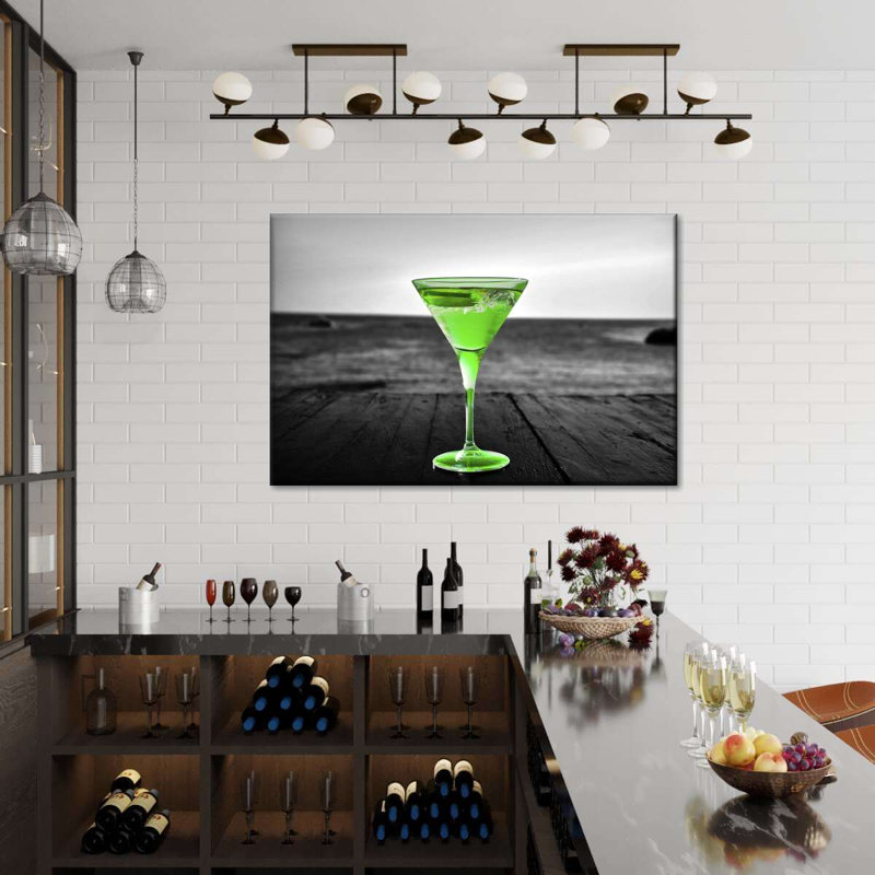 " Pop Green Martini " by SodaPopArt, 26" H x 39" W x 1.25" D