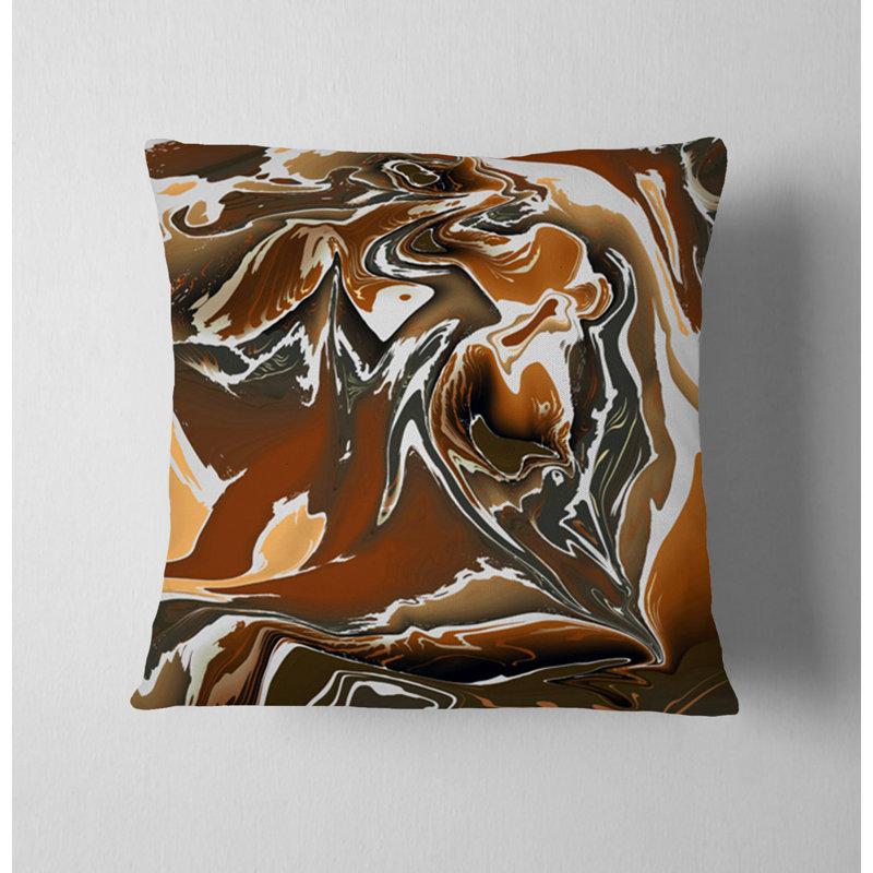 Coussin décoratif avec insert, Brun / orange abstrait 3, H 20 po x l 20 po