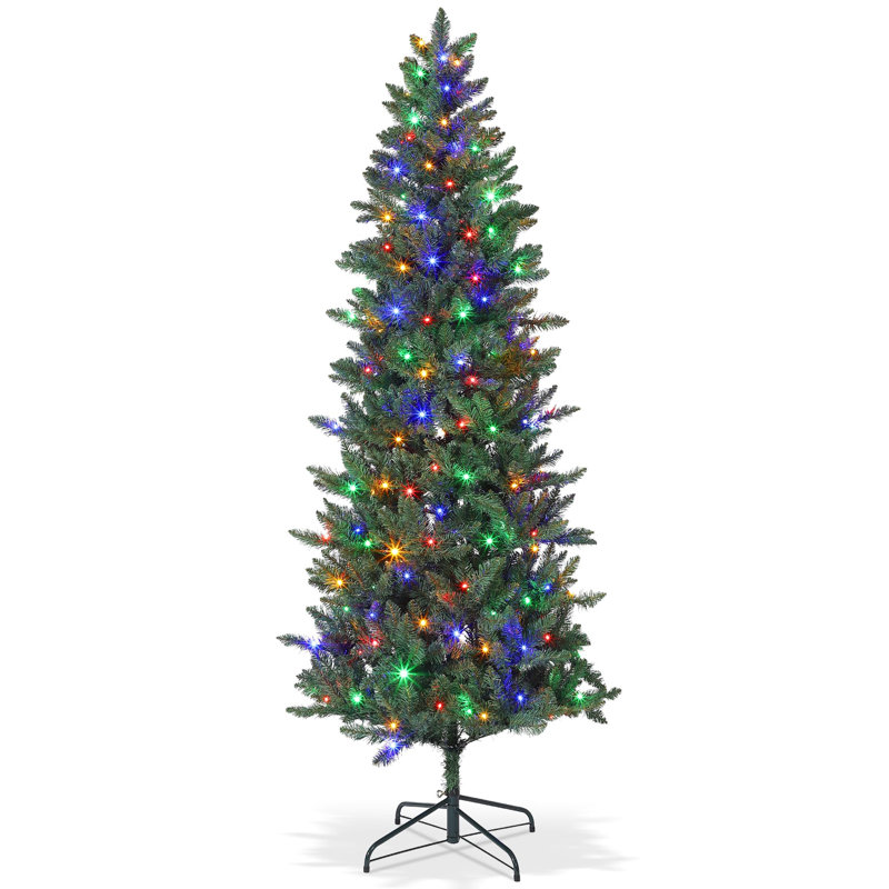 Arbre de Noël artificiel illuminé 6 / 7,5 / 9 pi, arbre de Noël avec lumières DEL, arbres de Noël artificiels minces, décorations de Noël pour le bureau, la maison