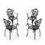 Chaise de patio en fonte d'aluminium 4 pièces avec structure noire et coussins blanc cassé