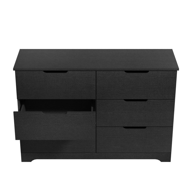 Aroob 6 Drawer Dresser 47.24'' W, Black Oak