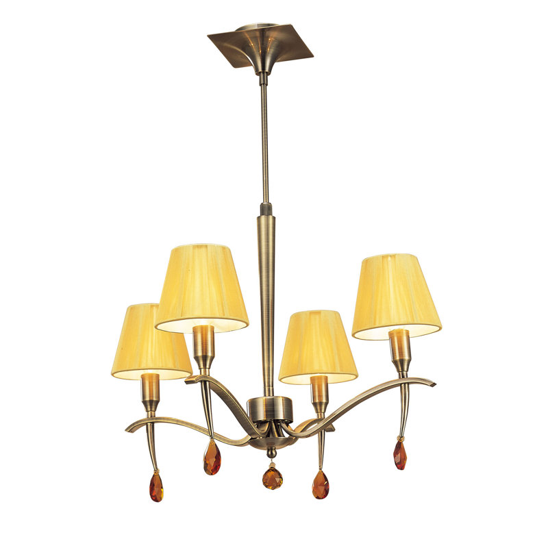 Quade 4 - Light Shaded Chandelier, Polished Brass