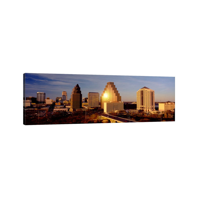 Skyscrapers in a City, Austin, Texas, USA 1 Piece Wrapped Canvas Panoramic Wall Art, 30.48 cm H x 91.44 cm W x 3.175 cm D