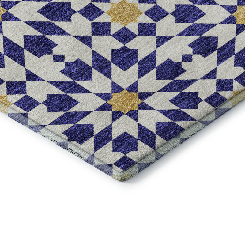Premium Machine Washable Tweedy Navy Rug, Rectangle 10' x 14'