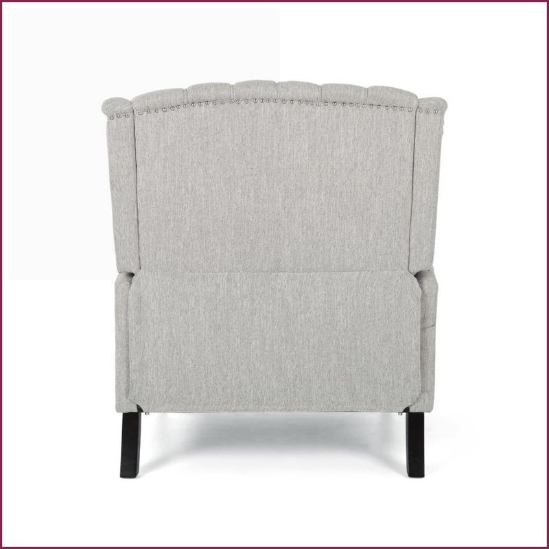 Fauteuil inclinable surdimensionné inclinable avec garniture cloutée | Tissu gris clair