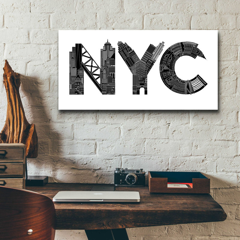 «NYC» par Robert Farkas, art mural en verre acrylique, H 12 po x l 24 po