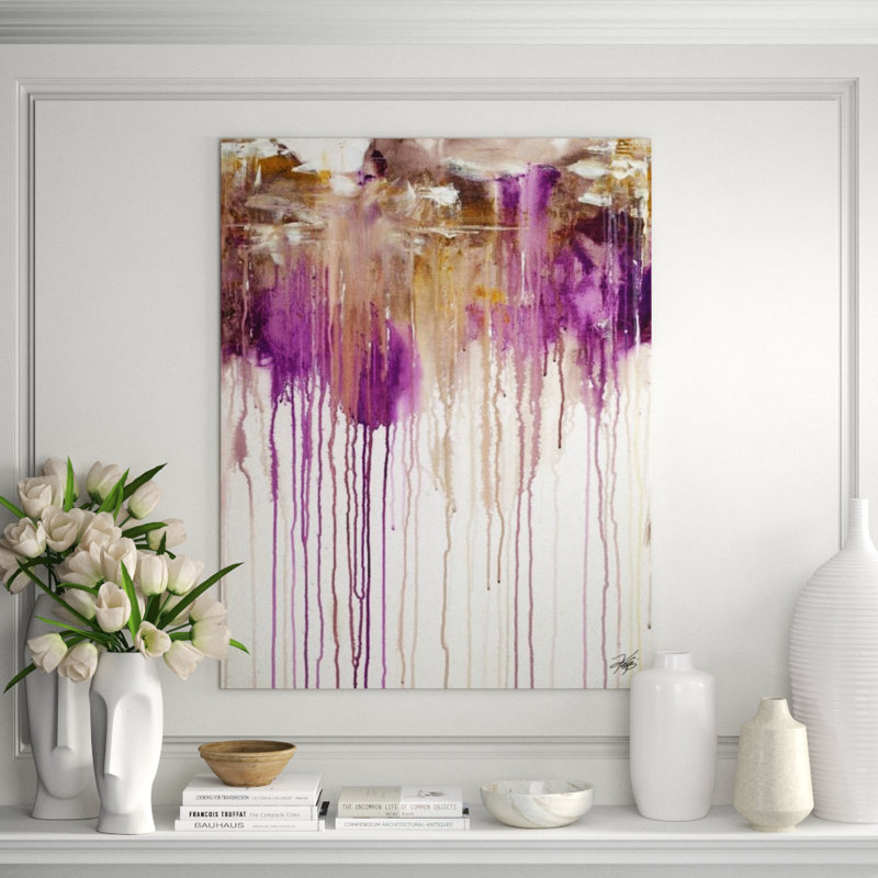 Lavender Dusk Painting by Kelli Ellis, Glass Coat, 51" H x 40" W x 1.5" D