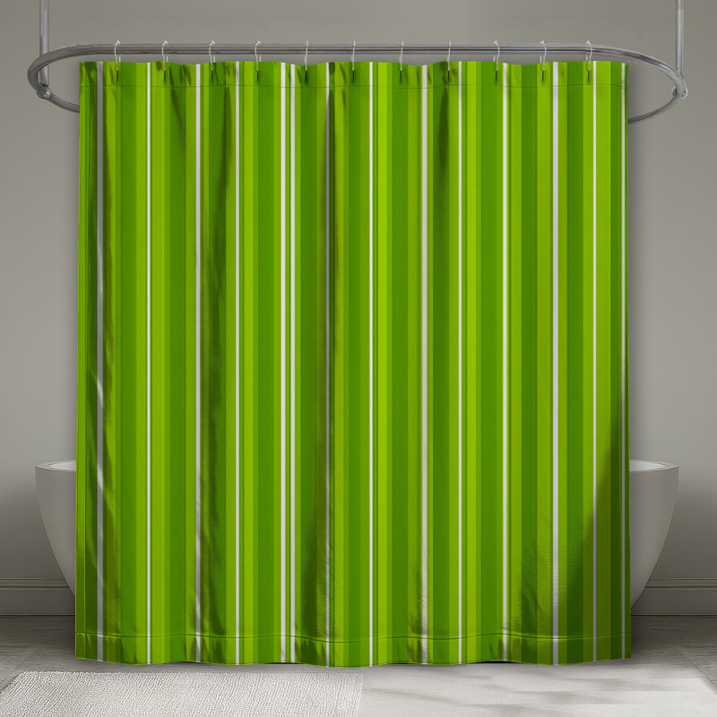Rideau de douche à rayures vertes - Motif de décor de salle de bain moderne, L 70 po x H 84 po
