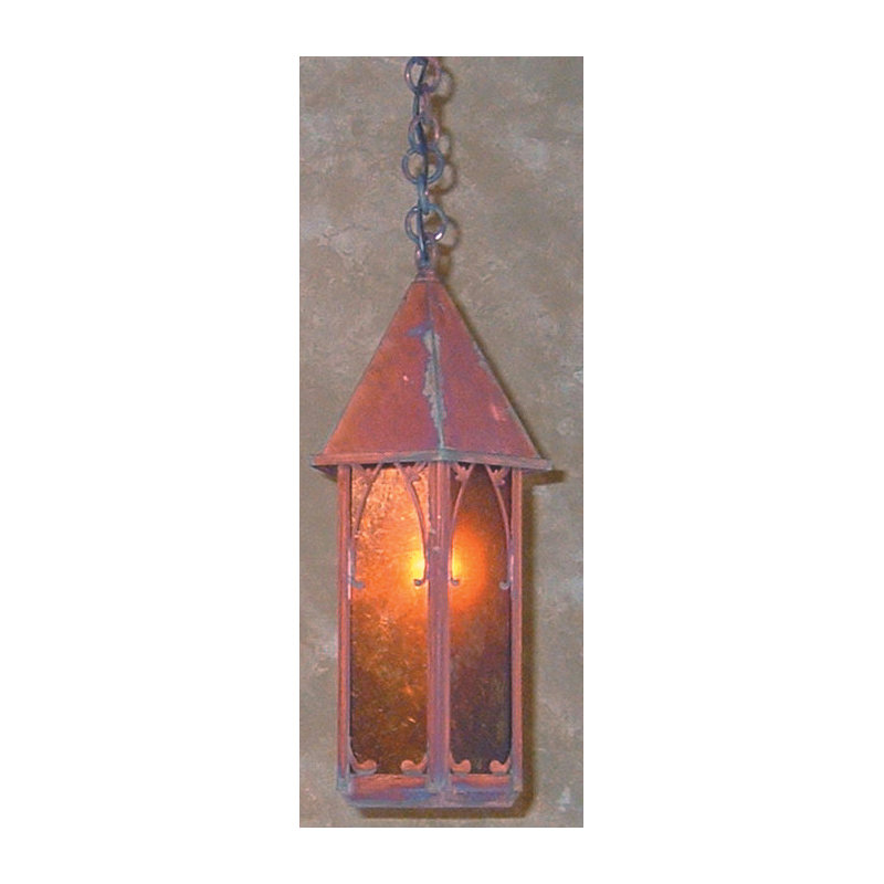 Sebring Outdoor Hanging Lantern, Amber Mica, 17" H x 7" W, Bronze