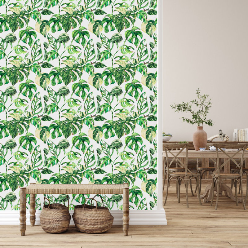 Panneau de papier peint Hysen Monstera, L 2,08 pi x L 10,42 pi