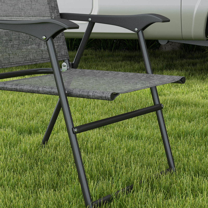4 chaises de camping en maille respirante grise pour la détente en plein air