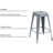 Backless Modern Lightweight Industrial Metal Bar Stools with 4 Leg Design, Set of 2, 24 Inch Seat, Silver-113833241-113833253