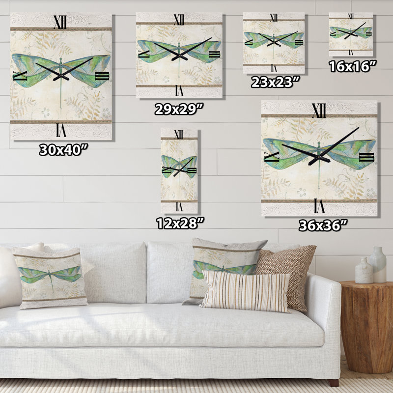 Horloge murale 3 panneaux Summer Dragonfly, Très grand