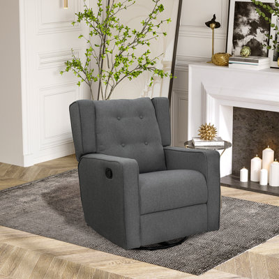 Fauteuil berçant à oreilles inclinable, pivotant et inclinable pour chambre de bébé avec capitonnage à boutons, siège de cinéma maison simple pour le salon, la chambre à coucher