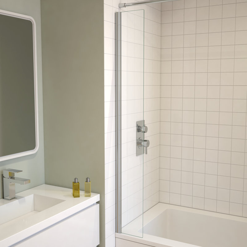 Panneau de douche fixe sans cadre avec verre transparent Splash Guard l 7 po x H 55 po