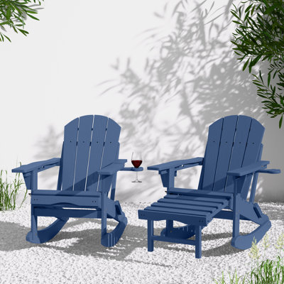 4-in-1 Multifunctional Folding Adirondack Rocking Chair with Retractable Ottoman(Set Of 2)