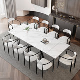 Louina 70.8" to 102.3" Extendable Rectangular Dining Table with Fabric Chairs Dining Set