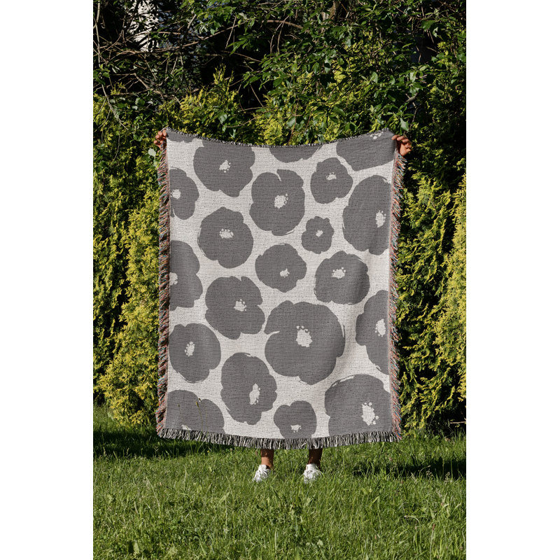 Jeté en coton Poppi, Gris, 50 x 70