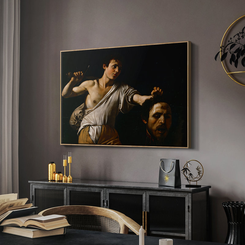 David avec la tête de Goliath (version de Vienne), v. 1607 - Toile tendue avec châssis Caravaggio, 26 x 40, Naturel