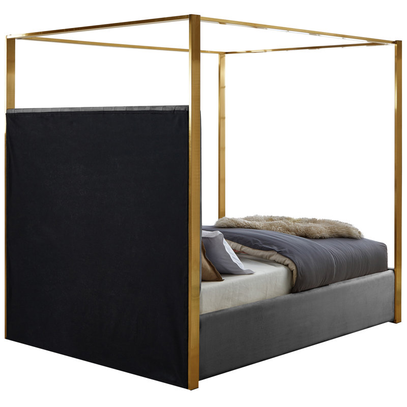 Lit en velours Jones Heersa, Grand, Velours gris