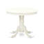 L'ensemble de 3 tables de salle à manger modernes comprend une table de cuisine ronde avec piédestal et 2 chaises de salle à manger Parsons en tissu gris, lin blanc-1799340583-1799340582-1847808057