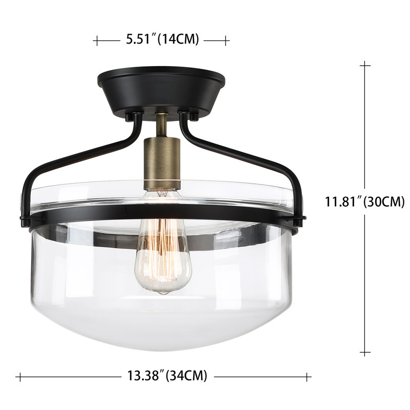 Plafonnier encastré 1 lumière 13,38 po Genter, Noir mat