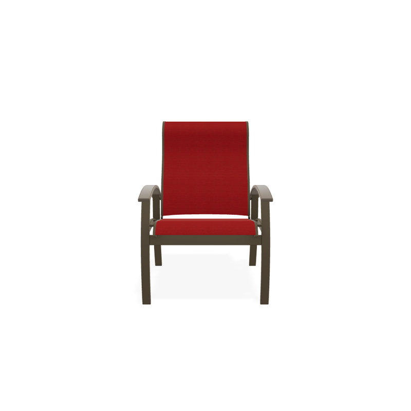 Chaise de patio Askar, Désert, Rouge 1D Sunbrella®, Bois de plage texturé