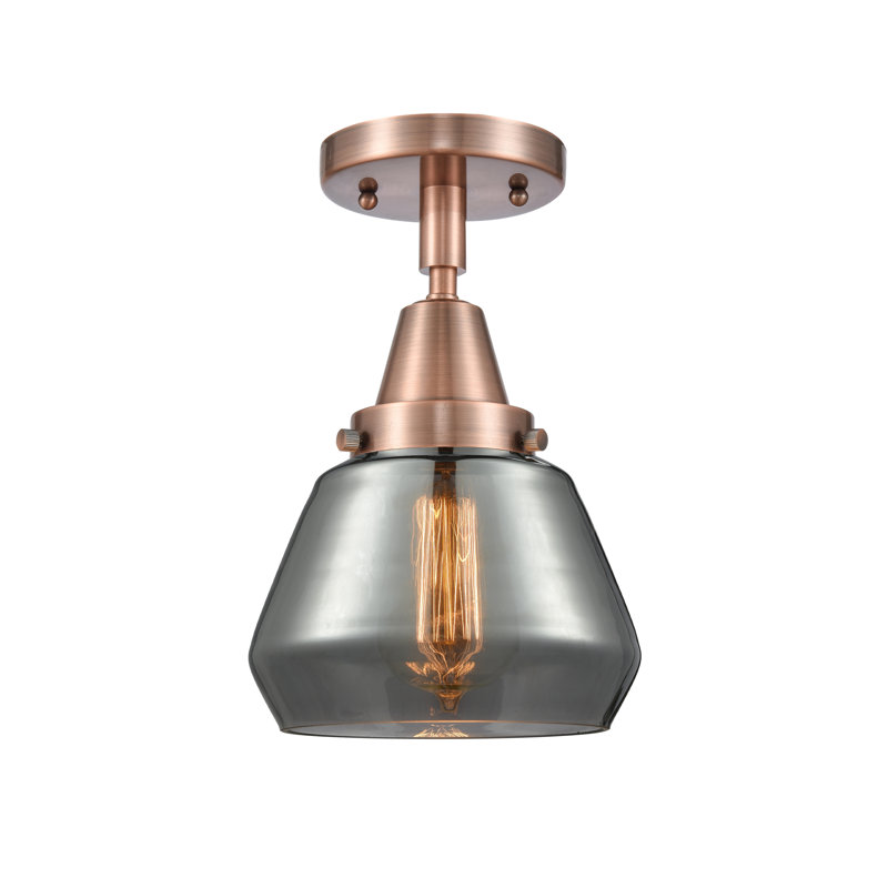Kylisia Glass Semi Flush Mount, Plated Smoke, Antique Copper