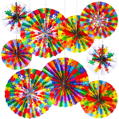 Puzzle Pieces Bulletin Board Set – Colorful Paper Fans Classroom Decorations For Back To School