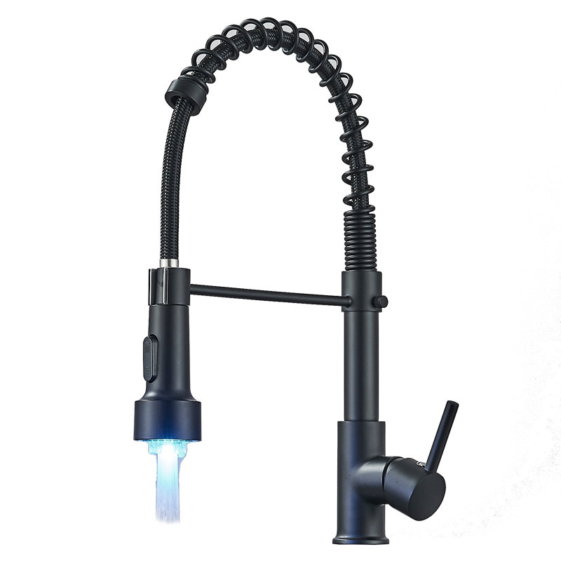 Kitchen Faucet With LED Sprayer, Matte Black