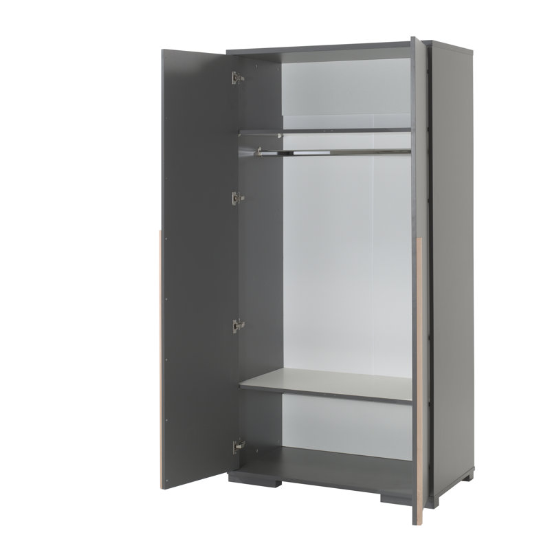 London 2 Door Manufactured Wood Wardrobe, Black