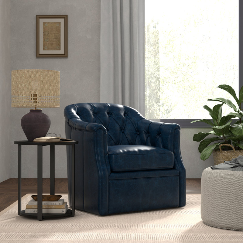 Coolidge Swivel Club Chair, Cuba Brown Genuine Leather