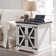 Gracie Oaks 25"H x 24"W Square Farmhouse End Table, with Charging Station and Barn Doors