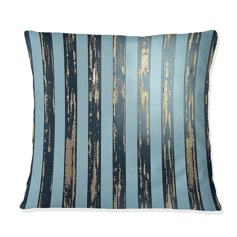 Coussin Glamoureux Pinstripe II - Glam, H 16 po x l 16 po, Bleu / argent
