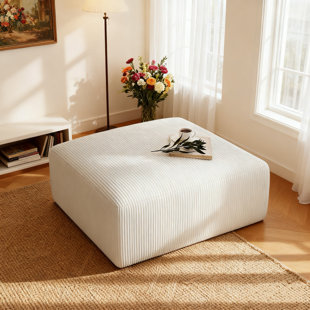 40.75" Wide Corduroy Fluffy Ottoman for Living Room (Set of 1)