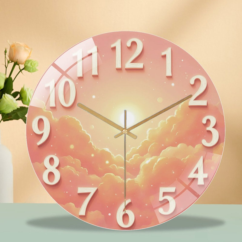 Horloge murale chiffres avec nuages - horloge murale moderne en verre 12 po