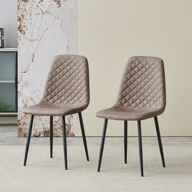 Wales Modern Upholstered Faux Leather Dining Chair, Black, Brown