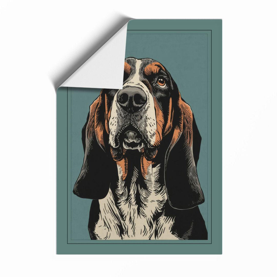Dignified Basset Hound Modern - Framed Print