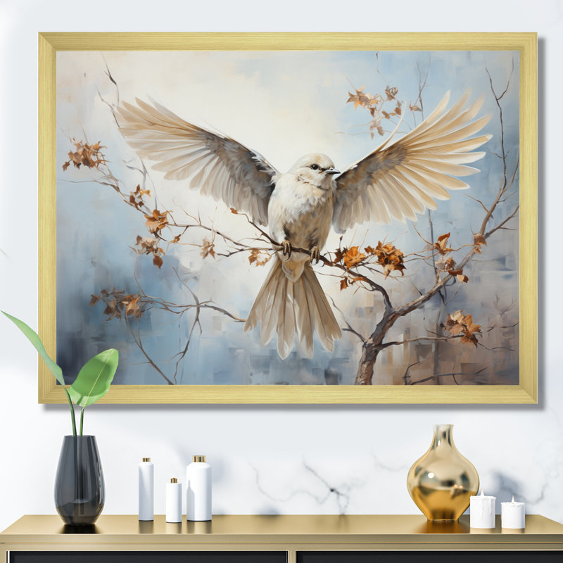 " Feathered Elegance III ", Gold Single Picture Framed, 12" H x 20" W x 1" D