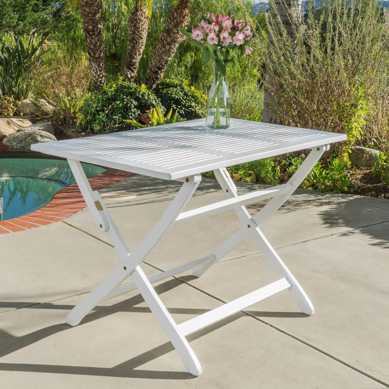 Amaure Rectangular Acacia Folding Outdoor Dining Table , 43.5'' in. W 27.5'' in. D, White