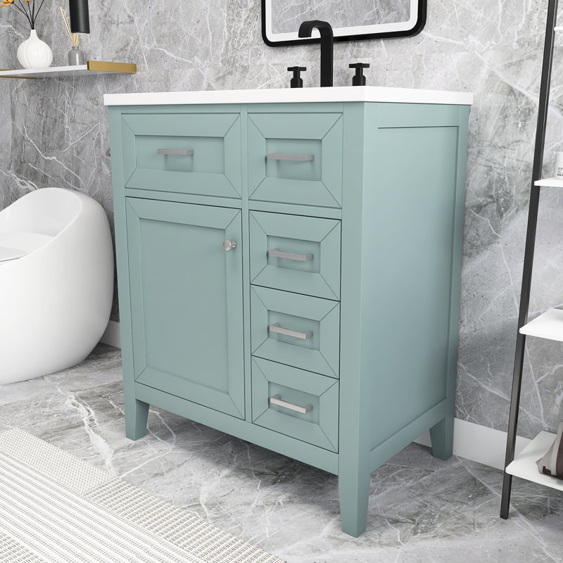Meuble-lavabo simple 30 po avec comptoir, Argent argent