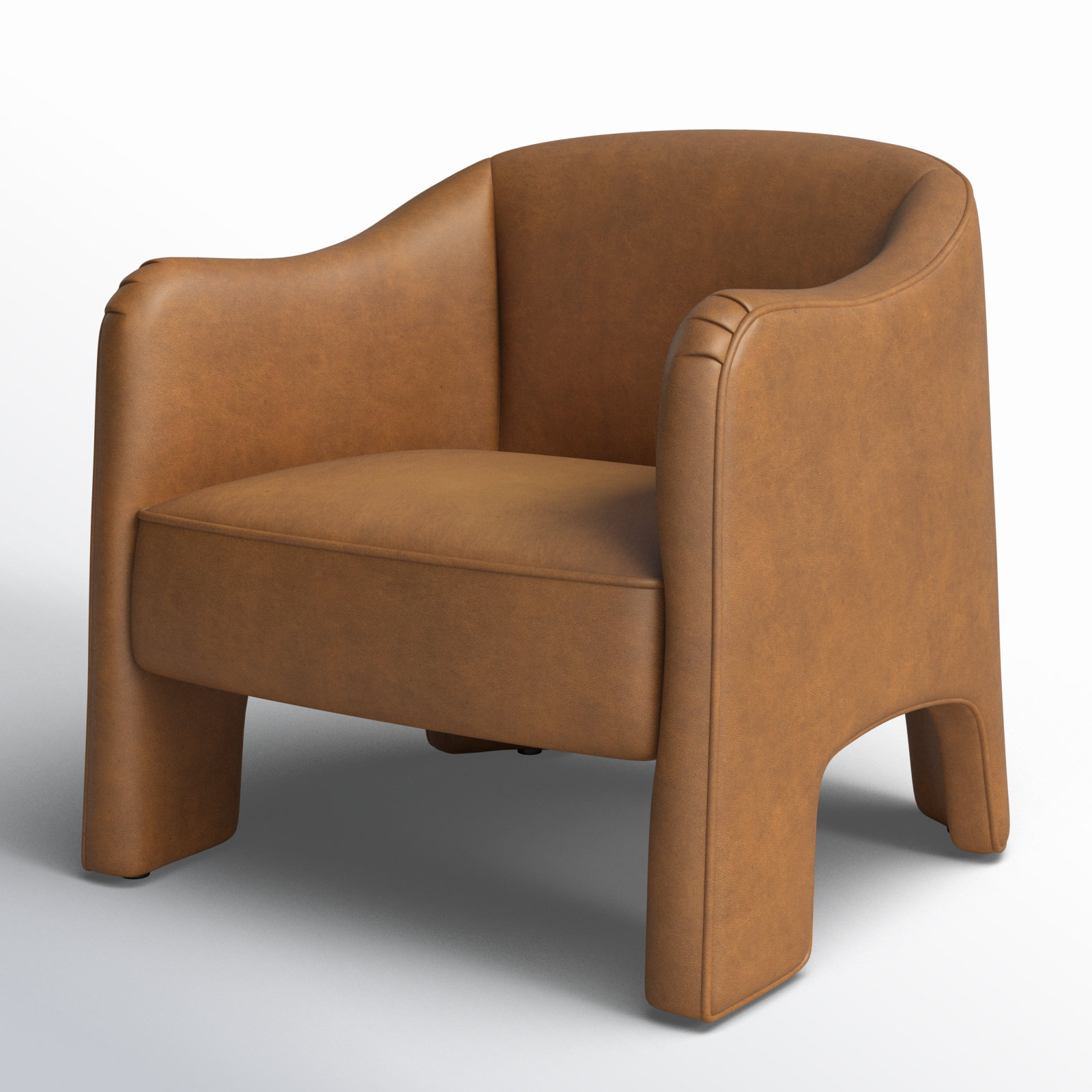 Iversen Genuine Leather Barrel Chair