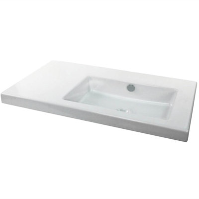 Lavabo de salle de bain mural rectangulaire en céramique avec trop-plein Condal