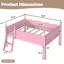 Lit mezzanine pleine grandeur avec garde-corps pleine longueur, lit mezzanine bas en bois massif avec échelles et tablette à côté, forme chic et conception à profil bas-133038031