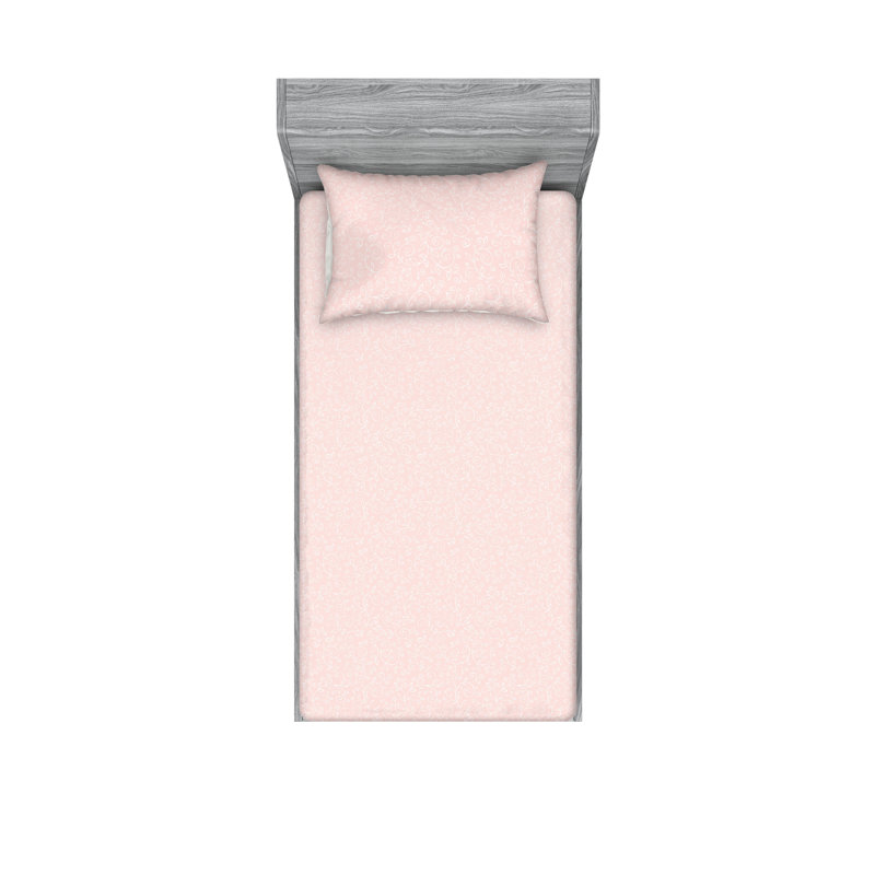 Ensemble de draps et taies décoratives Ambesonne Summer Flower Botanical Art Blush and White