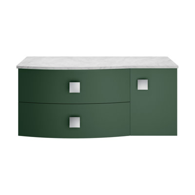 Hudson Reed Sarenna 1000mm Left-Hand 1 Drawer Hunter Green Wall Hung Cabinet With Marble Worktop
