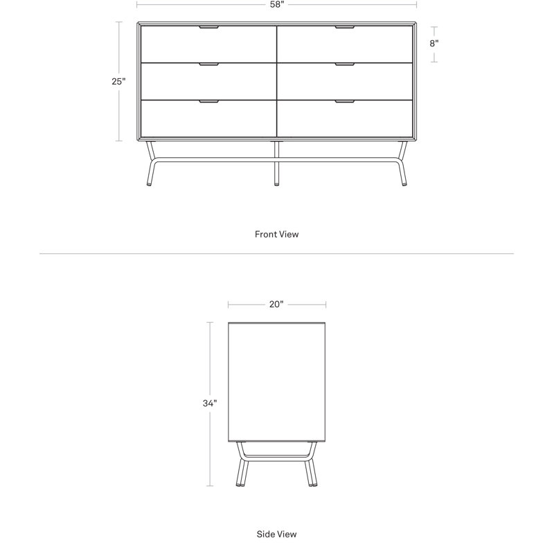 Commode 6 tiroirs Dang, Bleu marine